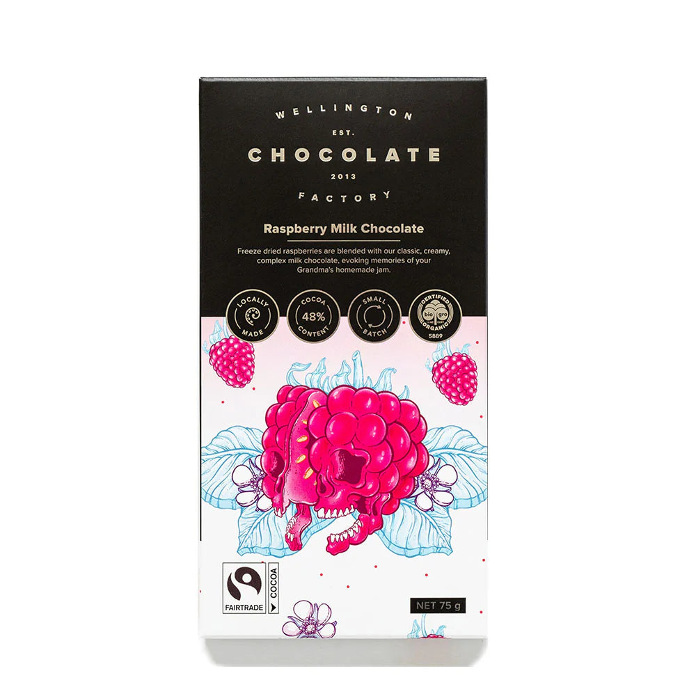 Wellington Chocolate Factory - Raspberry Milk Chocolate Bar [75g]