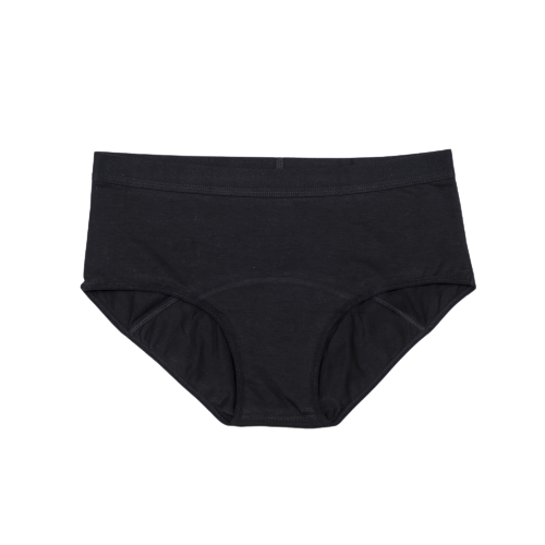 flatlay of black awwa period proof underwear