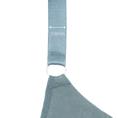 flatlay of a nisa custom wide bra strap in blue