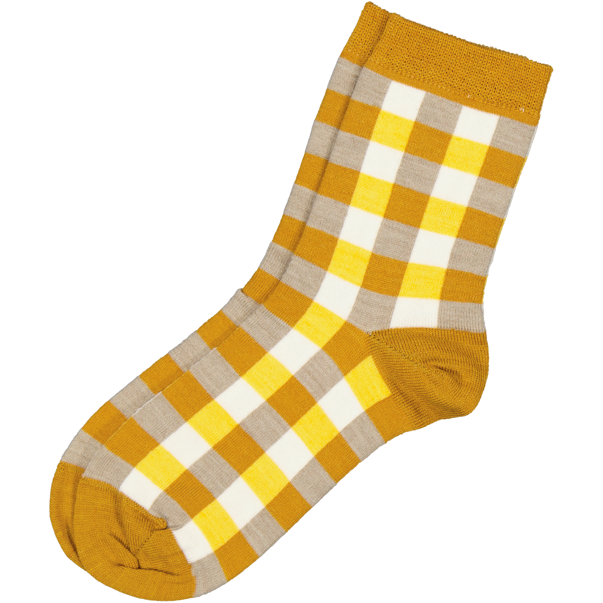 nisa merino socks in check yellow